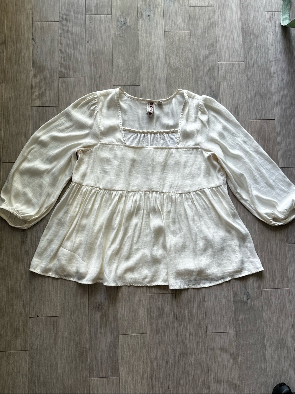 Dolan Cream Blouse Square-Neck Peasant Top Size XS